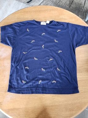 CAbi Kids Navy Tee with Tiny Rose Embroidery